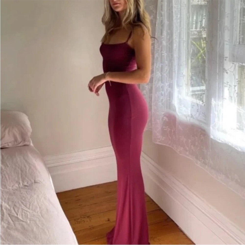 SKIMS Soft Lounge Long Slip Dress in Wine - Picture 3 of 3